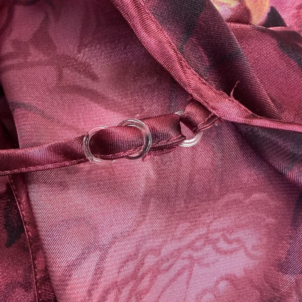 VTG Expressions Floral Satin Camisole Top Lace Trim Y2K Lingerie Pink M Slip - Picture 8 of 13